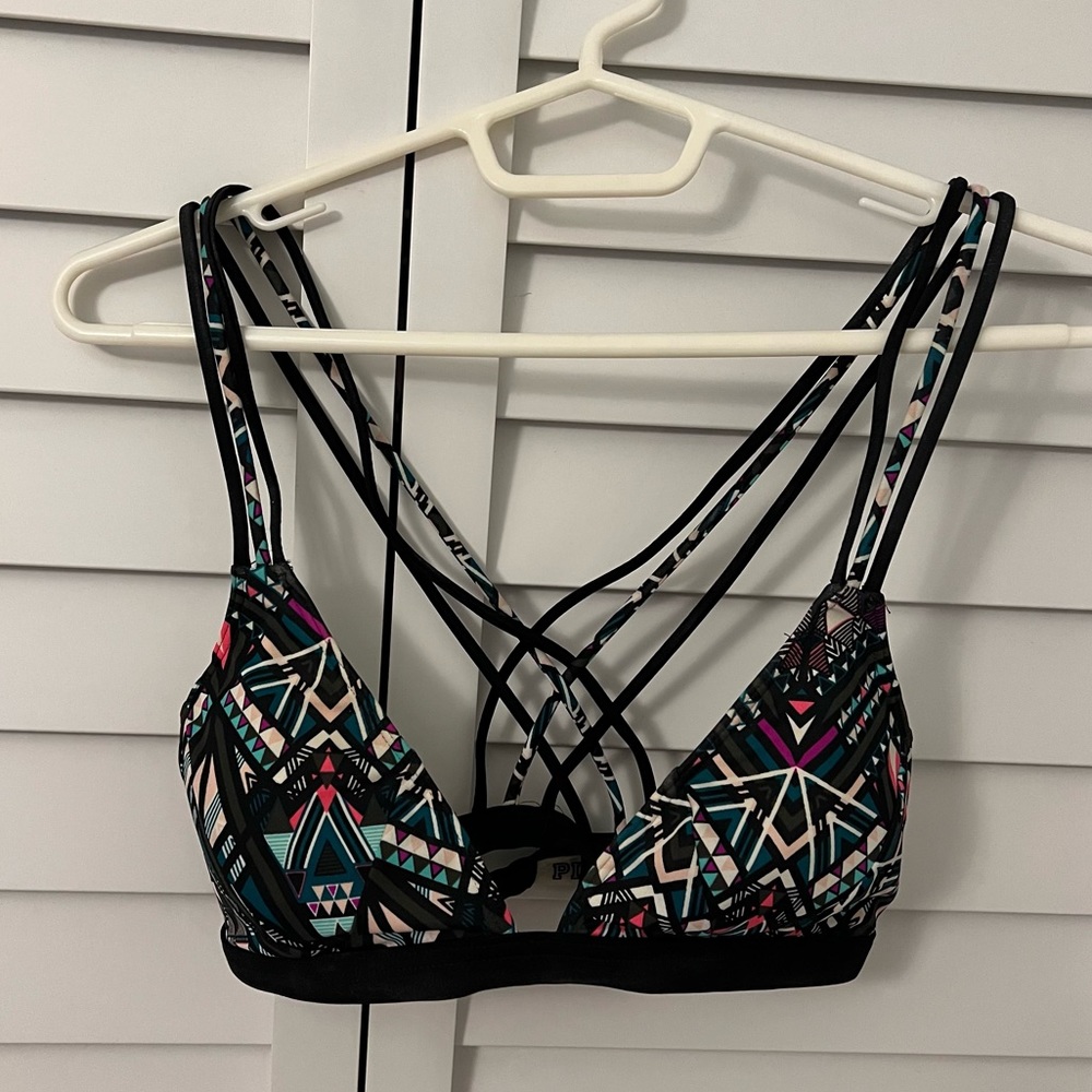 🌸 PINK Victoria’s Secret Geometric Bikini Top